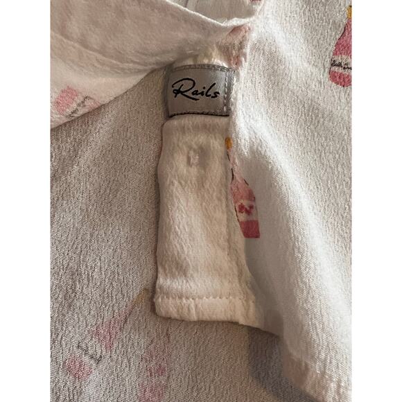 Rails Whitney Champagne Bottle Print Button Up Blouse White - L - Picture 6 of 9